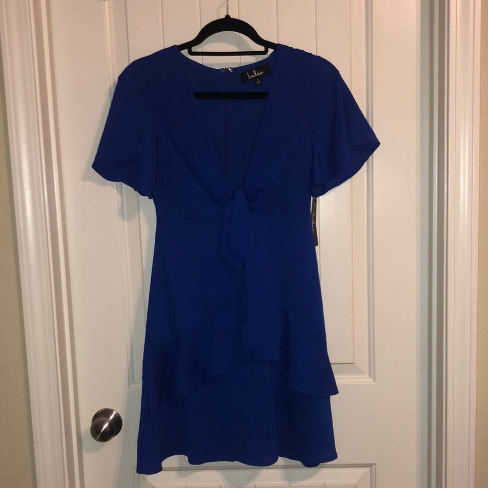 Lulu’s royal blue dress! Ruffles and tie front!